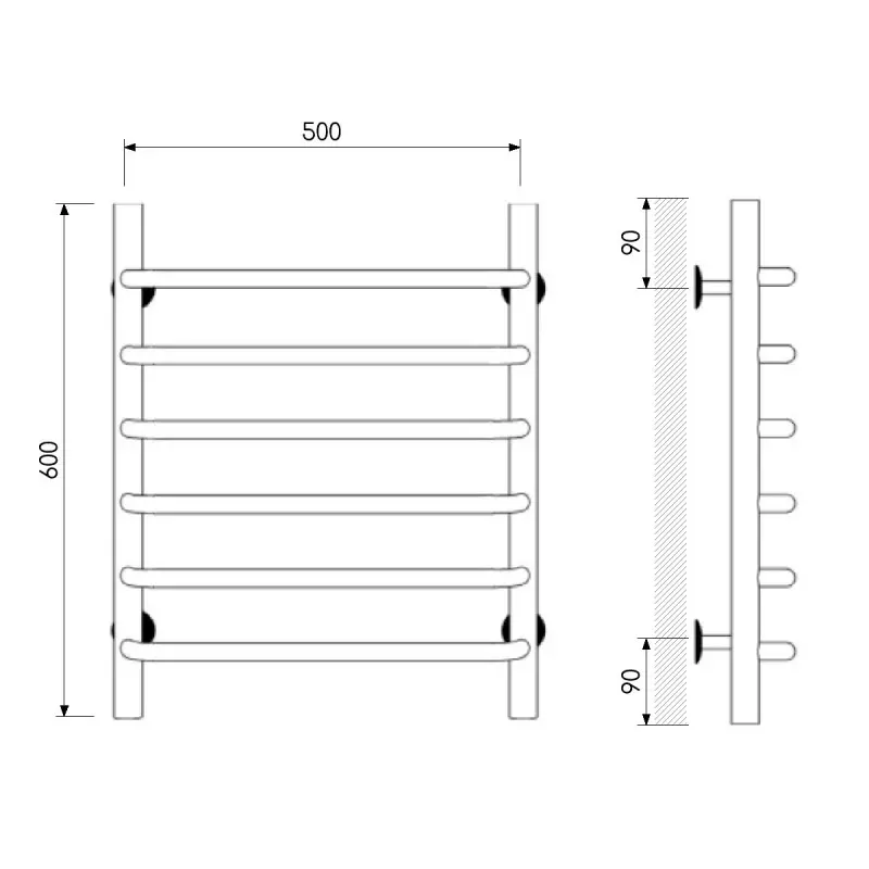 Полотенцесушитель водяной Laris Стандарт П6 60х50 Белый матовый 73208014БМ Полотенцесушитель водяной Laris Стандарт П6 60х50 Белый матовый 73208014БМ — изображение 4
