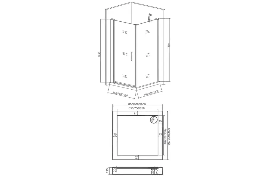 Душевой уголок Bas Pandora 80х185 Хром / Прозрачное Душевой уголок Bas Pandora 80х185 Хром / Прозрачное — изображение 4
