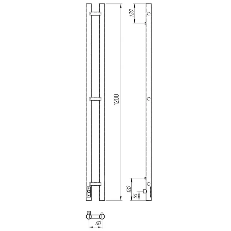 Полотенцесушитель электрический Laris Прайм Дуэт П2 120х80 левый Белый матовый 73207630 Полотенцесушитель электрический Laris Прайм Дуэт П2 120х80 левый Белый матовый 73207630 — изображение 4