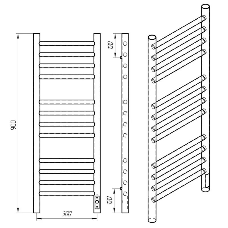 Полотенцесушитель электрический Laris Лаванда П12 90х30 правый Черный матовый 73207623 Полотенцесушитель электрический Laris Лаванда П12 90х30 правый Черный матовый 73207623 — изображение 4