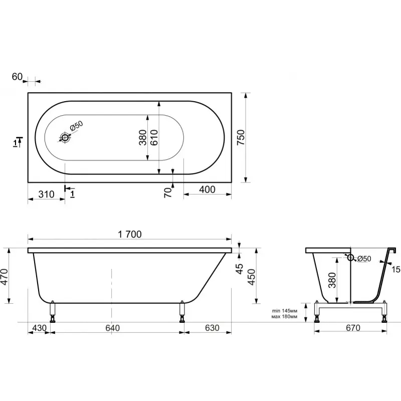 Ванна из литьевого мрамора Эстет Честер 170х75 Белый ФР-00000692 Ванна из литьевого мрамора Эстет Честер 170х75 Белый ФР-00000692 — изображение 4