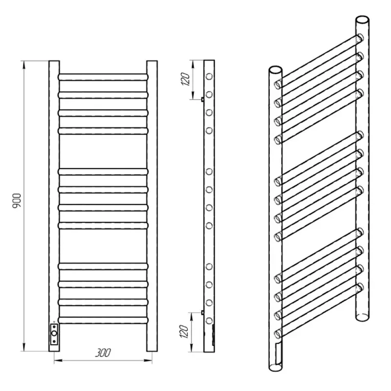 Полотенцесушитель электрический Laris Лаванда П12 90х30 левый Черный матовый 73207622 Полотенцесушитель электрический Laris Лаванда П12 90х30 левый Черный матовый 73207622 — изображение 4