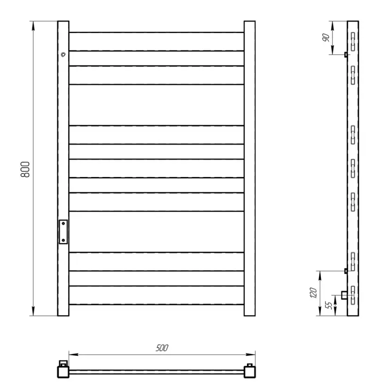Полотенцесушитель электрический Laris Гефест П7 80х50 левый Черный матовый 73207616 Полотенцесушитель электрический Laris Гефест П7 80х50 левый Черный матовый 73207616 — изображение 4