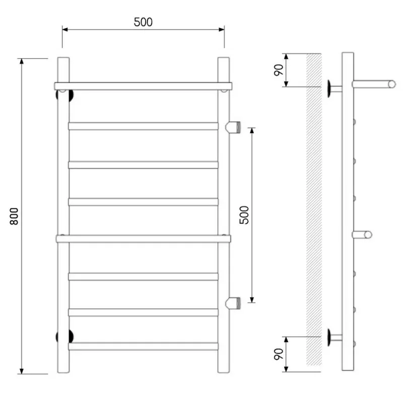 Полотенцесушитель водяной Laris Лавина П9 80х50 правый Белый матовый 73208029БМ Полотенцесушитель водяной Laris Лавина П9 80х50 правый Белый матовый 73208029БМ — изображение 4