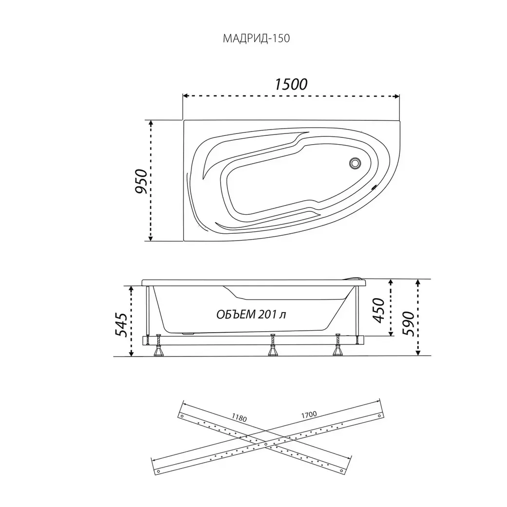 Ванна акриловая Triton Мадрид 150х95 правая Ванна акриловая Triton Мадрид 150х95 правая — изображение 5