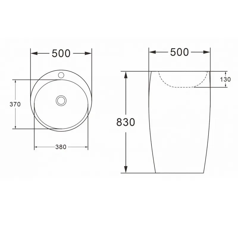 Раковина напольная Azario AZ 50х50 Белый AZ-311 Раковина напольная Azario AZ 50х50 Белый AZ-311 — изображение 5