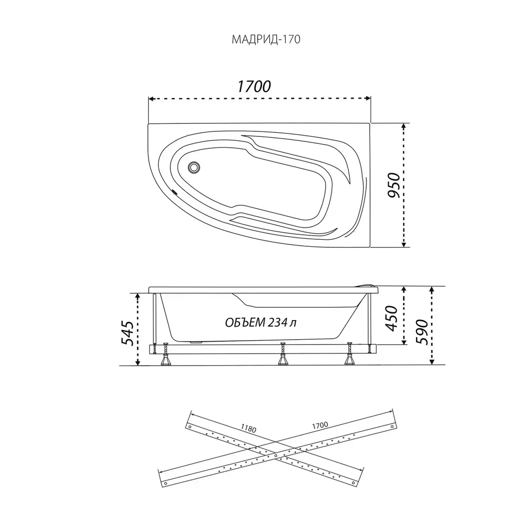 Ванна акриловая Triton Мадрид 170х95 левая Ванна акриловая Triton Мадрид 170х95 левая — изображение 5