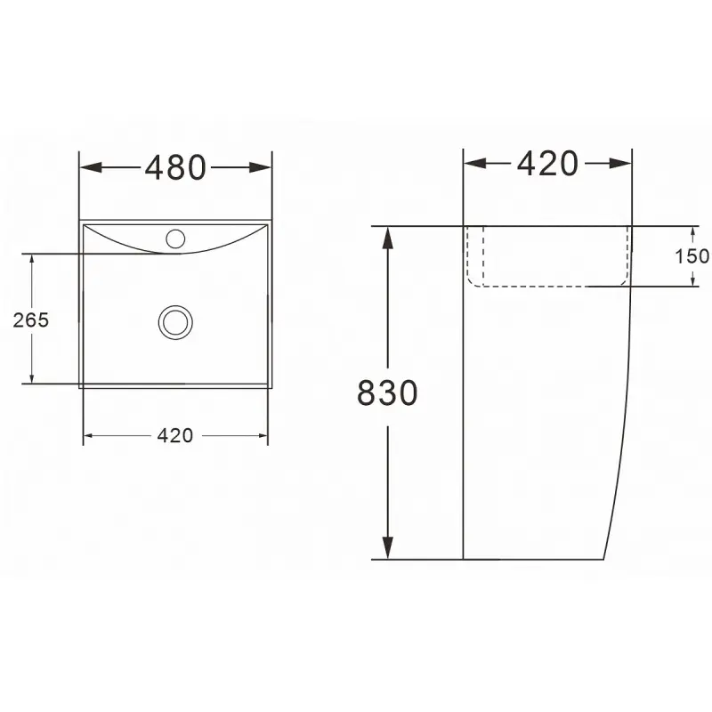 Раковина напольная Azario Comella 48х42 Черный матовый AZ-314MB Раковина напольная Azario Comella 48х42 Черный матовый AZ-314MB — изображение 5