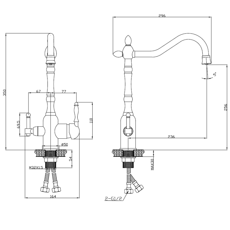 Смеситель для кухни Esko Florence Бронза FR 519 Br Смеситель для кухни Esko Florence Бронза FR 519 Br — изображение 2