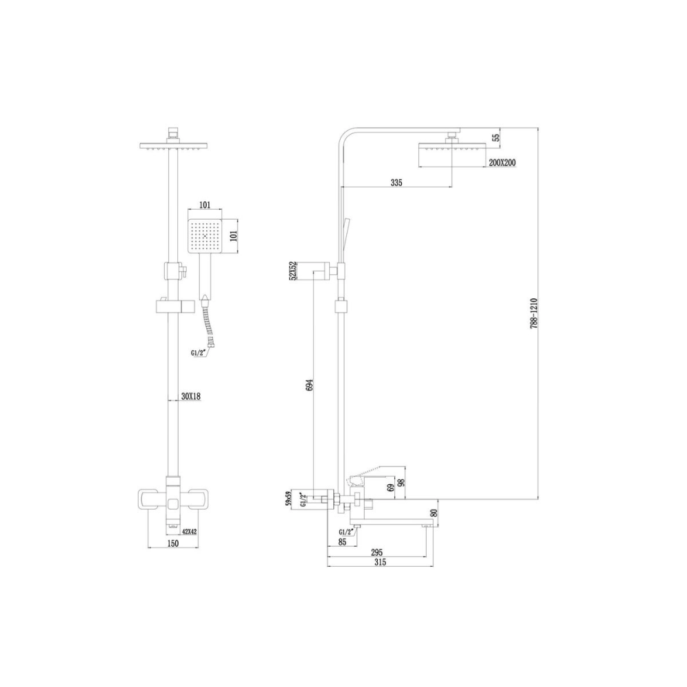 Душевая система Fmark FS81 с изливом Графит FS8145-25Q Душевая система Fmark FS81 с изливом Графит FS8145-25Q — изображение 2