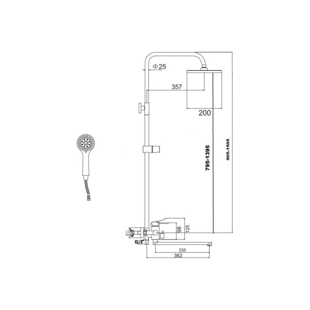 Душевая система Fmark FS83 с изливом Сатин FS8345-35 Душевая система Fmark FS83 с изливом Сатин FS8345-35 — изображение 2