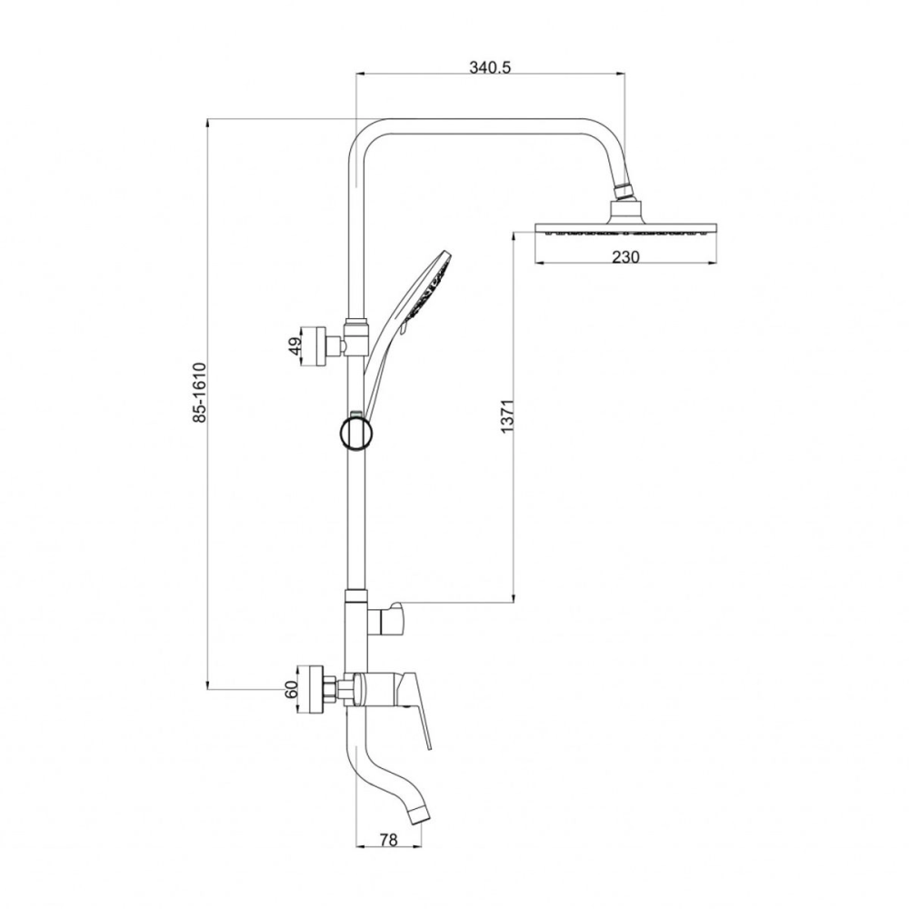 Душевая система Gross aqua Flat с изливом Черный матовый GA9008SMD02MB Душевая система Gross aqua Flat с изливом Черный матовый GA9008SMD02MB — изображение 2