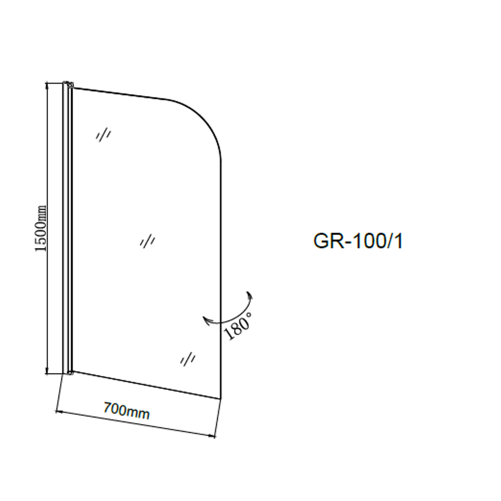 Шторка для ванны Grossman GR-100 70 Хром / Прозрачное GR-100/1 Шторка для ванны Grossman GR-100 70 Хром / Прозрачное GR-100/1 — изображение 3