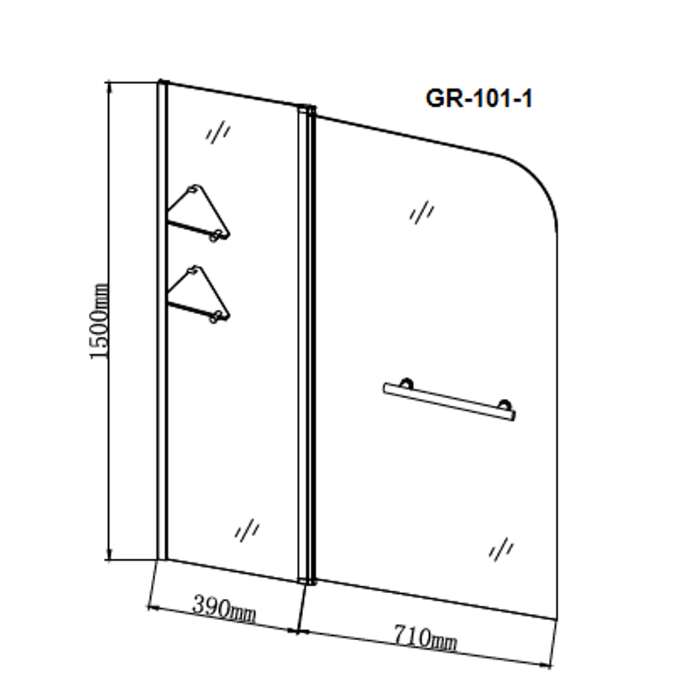 Шторка для ванны Grossman GR-101 110 Хром / Прозрачное GR-101/1 Шторка для ванны Grossman GR-101 110 Хром / Прозрачное GR-101/1 — изображение 3