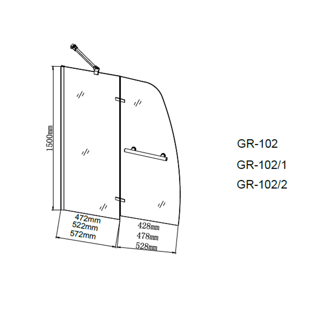Шторка для ванны Grossman GR-102 90 Хром / Прозрачное GR-102 Шторка для ванны Grossman GR-102 90 Хром / Прозрачное GR-102 — изображение 3