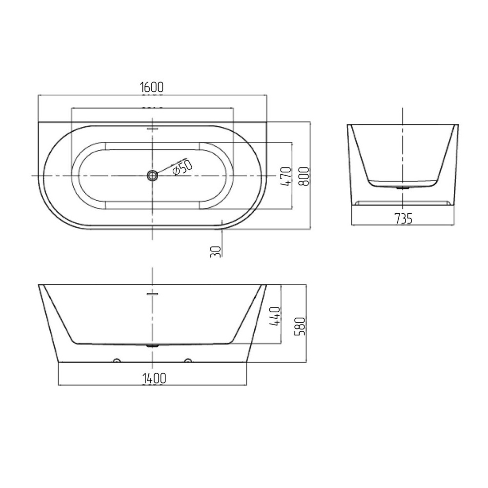 Ванна акриловая Grossman Cristal 160х80 Белый глянцевый GR-16072 Ванна акриловая Grossman Cristal 160х80 Белый глянцевый GR-16072 — изображение 5