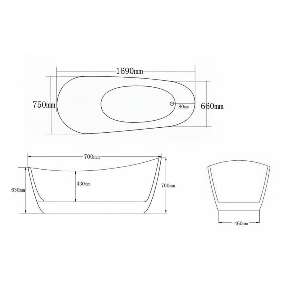 Ванна акриловая Grossman Galaxy 169х75 Белый матовый GR-2102M Ванна акриловая Grossman Galaxy 169х75 Белый матовый GR-2102M — изображение 5