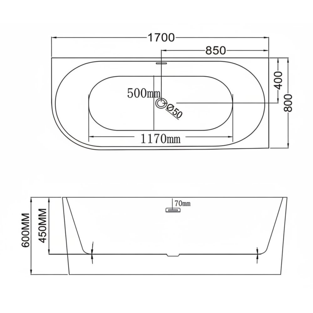 Ванна акриловая Grossman Cristal 170х80 левая Белый глянцевый GR-2204L Ванна акриловая Grossman Cristal 170х80 левая Белый глянцевый GR-2204L — изображение 5