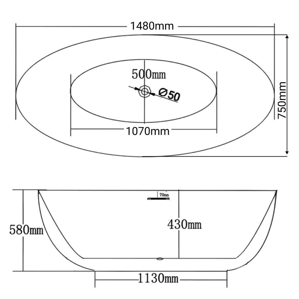Ванна акриловая Grossman Classic 148х75 Белый глянцевый GR-2403 Ванна акриловая Grossman Classic 148х75 Белый глянцевый GR-2403 — изображение 5