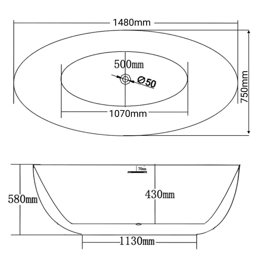 Ванна акриловая Grossman Classic 148х75 Белый матовый GR-2403M Ванна акриловая Grossman Classic 148х75 Белый матовый GR-2403M — изображение 5