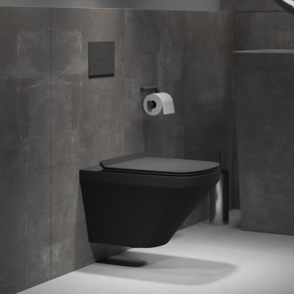 Унитаз подвесной Grossman Color с крышкой-сиденье Черный матовый GR-4440BMS Унитаз подвесной Grossman Color с крышкой-сиденье Черный матовый GR-4440BMS — изображение 4