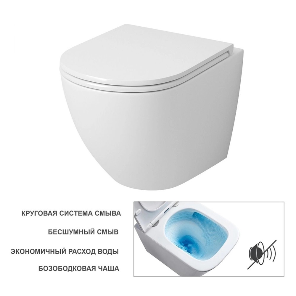 Унитаз подвесной Grossman GR Белый глянцевый GR-4455SQ Унитаз подвесной Grossman GR Белый глянцевый GR-4455SQ — изображение 5