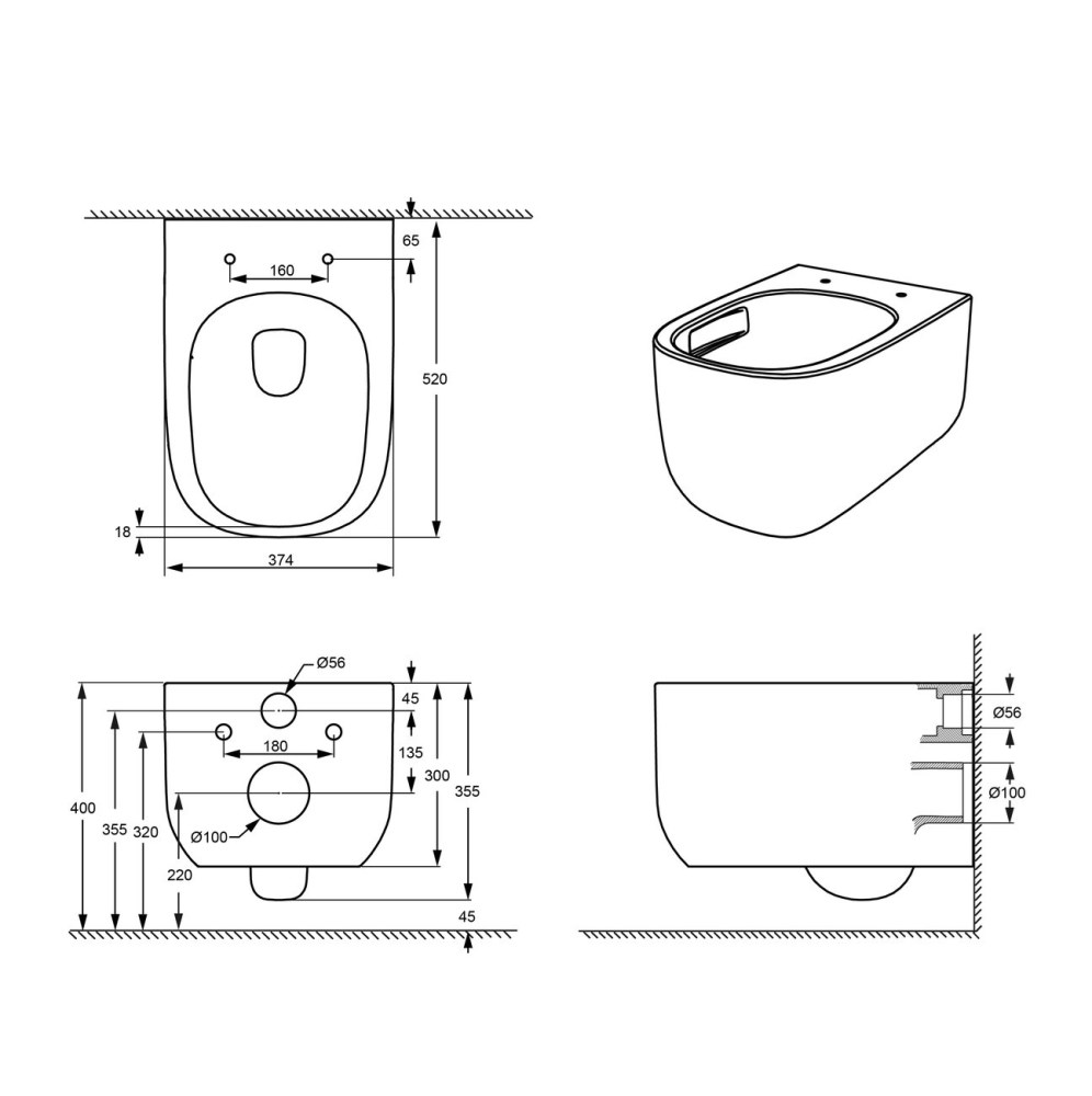Унитаз подвесной Grossman Thin Rim с крышкой-сиденье Белый глянцевый GR-5605SQ Унитаз подвесной Grossman Thin Rim с крышкой-сиденье Белый глянцевый GR-5605SQ — изображение 5