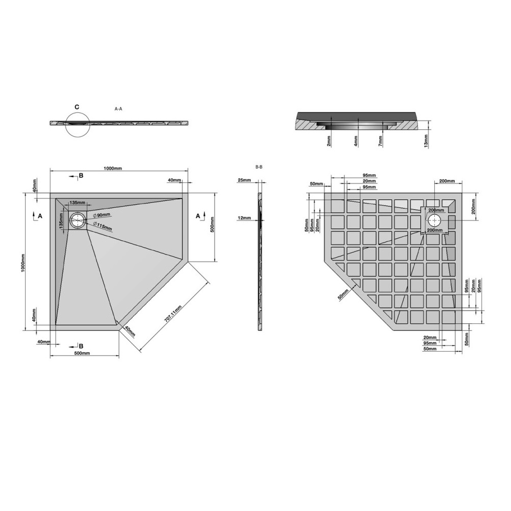Душевой поддон Grossman Strong 100х100 Графит GR-S2100100D Душевой поддон Grossman Strong 100х100 Графит GR-S2100100D — изображение 6