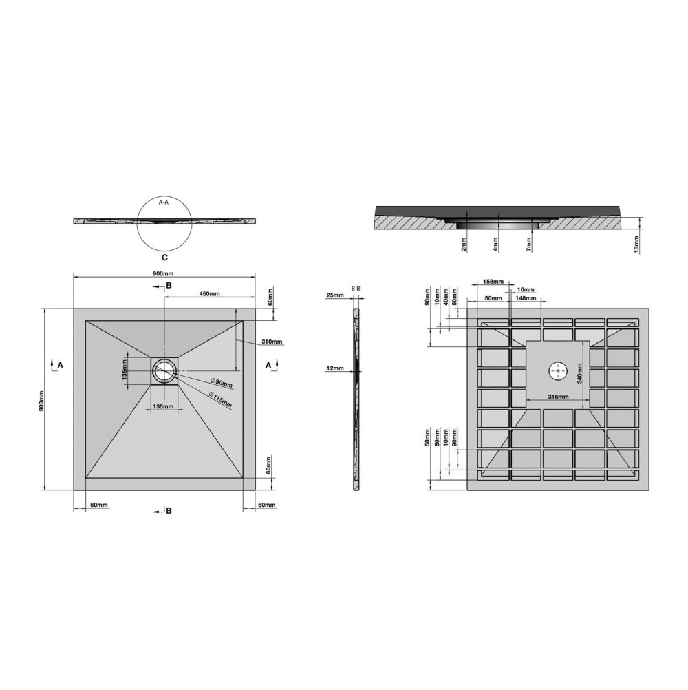 Душевой поддон Grossman Strong 90х90 Графит GR-S29090Q Душевой поддон Grossman Strong 90х90 Графит GR-S29090Q — изображение 6