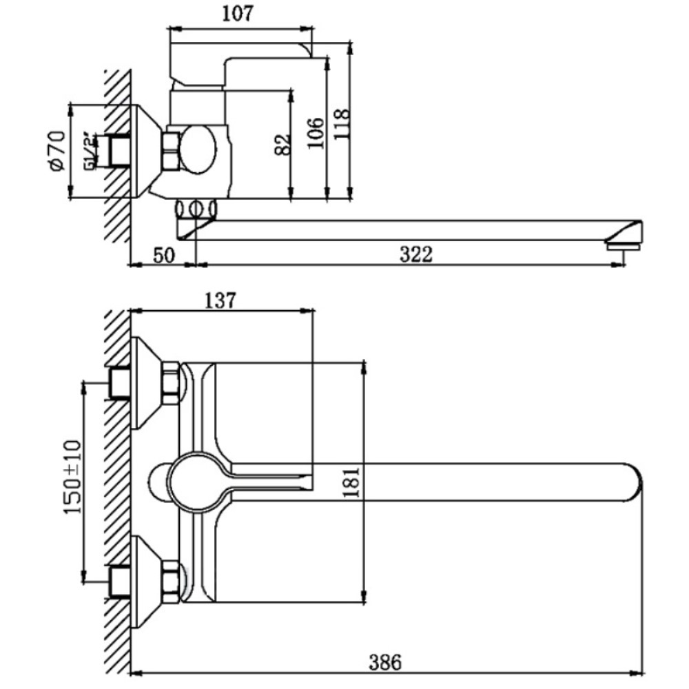 Смеситель для ванны Haiba HB805-8 Черный / Хром HB22805-7 Смеситель для ванны Haiba HB805-8 Черный / Хром HB22805-7 — изображение 2