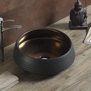 Раковина накладная Comforty 44 Черный / Бронза J2091