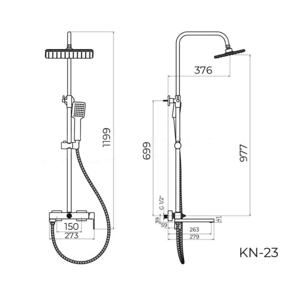 Душевая система Knotlor Stable с изливом Вороненая сталь KN-23/GM Душевая система Knotlor Stable с изливом Вороненая сталь KN-23/GM — изображение 5