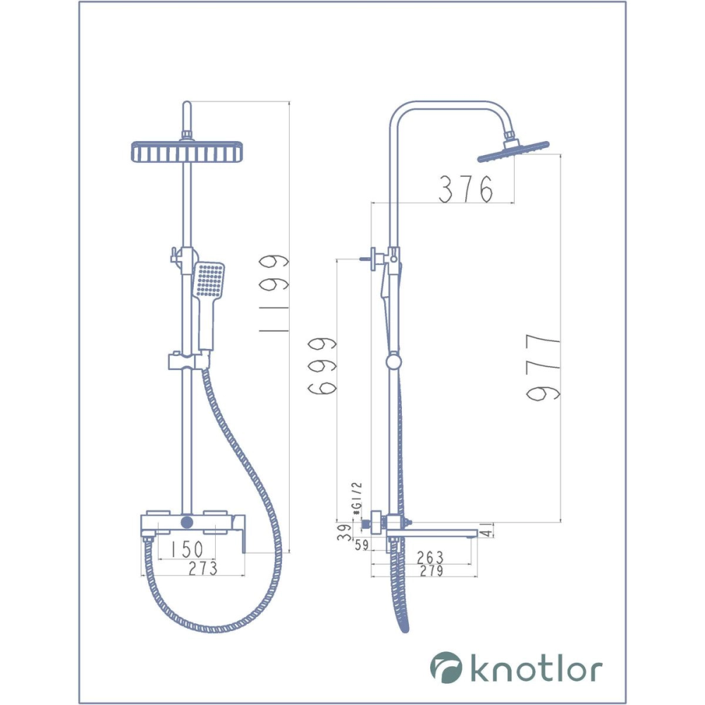 Душевая система Knotlor Stable с изливом Белый матовый KN-23/WY Душевая система Knotlor Stable с изливом Белый матовый KN-23/WY — изображение 5