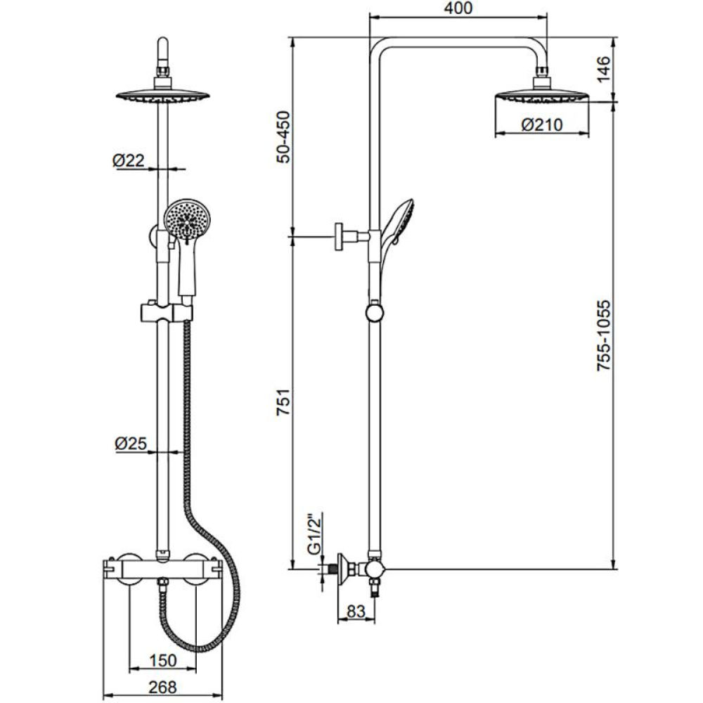 Душевая система Ledeme с изливом Хром глянцевый L2411 Душевая система Ledeme с изливом Хром глянцевый L2411 — изображение 6