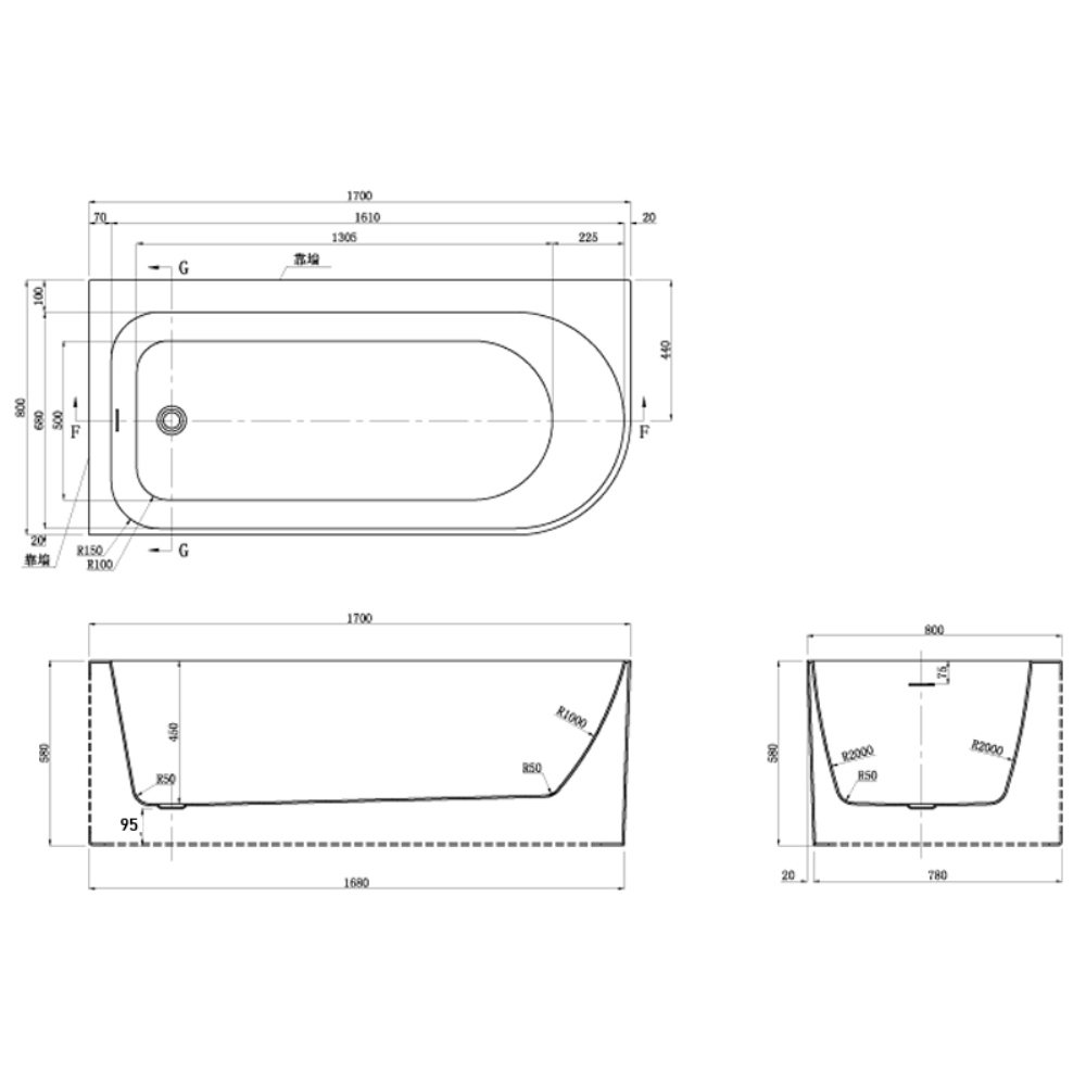 Ванна акриловая Azario Luton 170х80 левая в комплекте с сифоном и металлической рамой Белый LUT17080 L Ванна акриловая Azario Luton 170х80 левая в комплекте с сифоном и металлической рамой Белый LUT17080 L — изображение 4