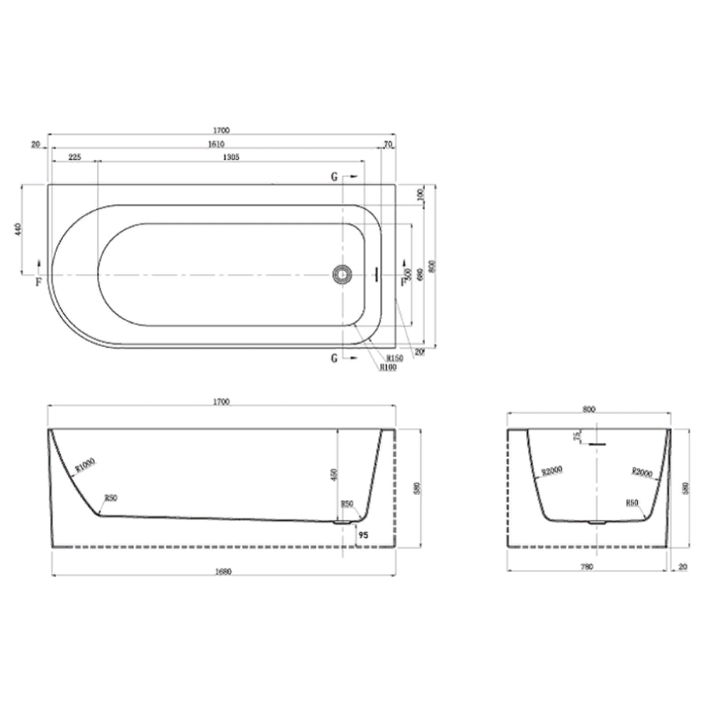 Ванна акриловая Azario Luton 170х80 правая в комплекте с сифоном и металлической рамой Белый LUT17080 R Ванна акриловая Azario Luton 170х80 правая в комплекте с сифоном и металлической рамой Белый LUT17080 R — изображение 4