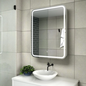 Шкаф зеркальный Агата Elliot 60 правый с сенсором и розеткой Белый МВК018