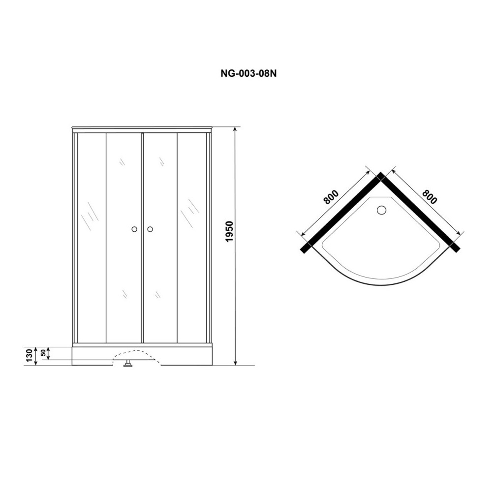 Душевой уголок Niagara Eco 80х80 с поддоном Хром / Матовое NG-003-14 Душевой уголок Niagara Eco 80х80 с поддоном Хром / Матовое NG-003-14 — изображение 4