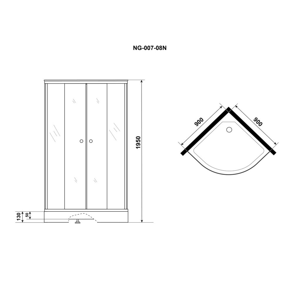 Душевой уголок Niagara Eco 90х90 с поддоном Хром / Матовое NG-007-14 Душевой уголок Niagara Eco 90х90 с поддоном Хром / Матовое NG-007-14 — изображение 4