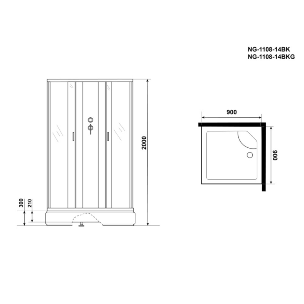 Душевая кабина Niagara Classic 90х90 Хром / Матовое NG-1108-14BK Душевая кабина Niagara Classic 90х90 Хром / Матовое NG-1108-14BK — изображение 4