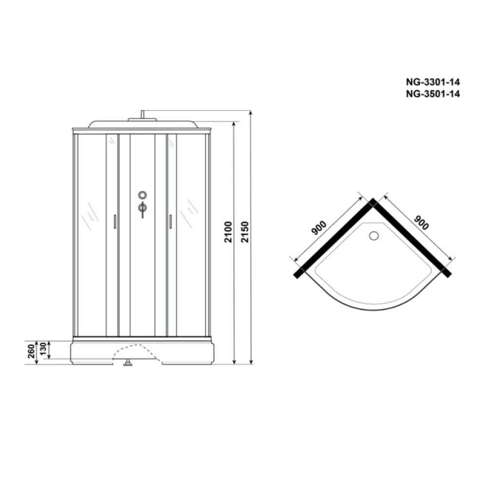 Душевая кабина Niagara Classic 90х90 Хром / Матовое NG-3301-14 Душевая кабина Niagara Classic 90х90 Хром / Матовое NG-3301-14 — изображение 4