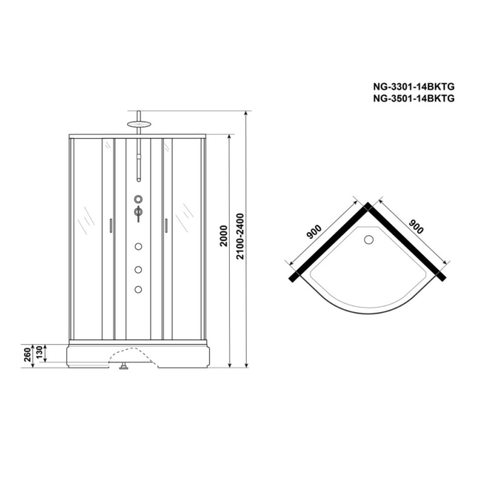 Душевая кабина Niagara Classic 90х90 Хром / Матовое NG-3301-14BKTG Душевая кабина Niagara Classic 90х90 Хром / Матовое NG-3301-14BKTG — изображение 4