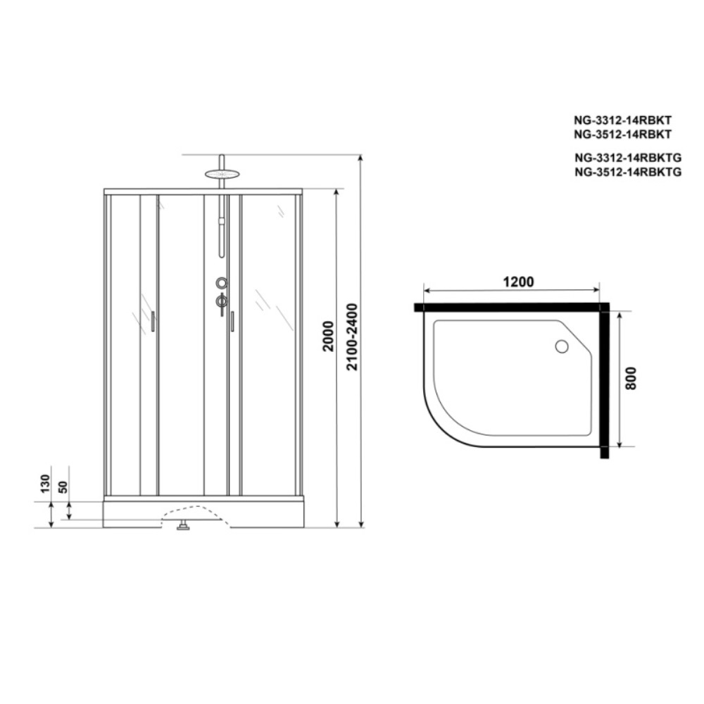 Душевая кабина Niagara Classic 120х80 правая Хром / Матовое NG-3312-14RBKT Душевая кабина Niagara Classic 120х80 правая Хром / Матовое NG-3312-14RBKT — изображение 4