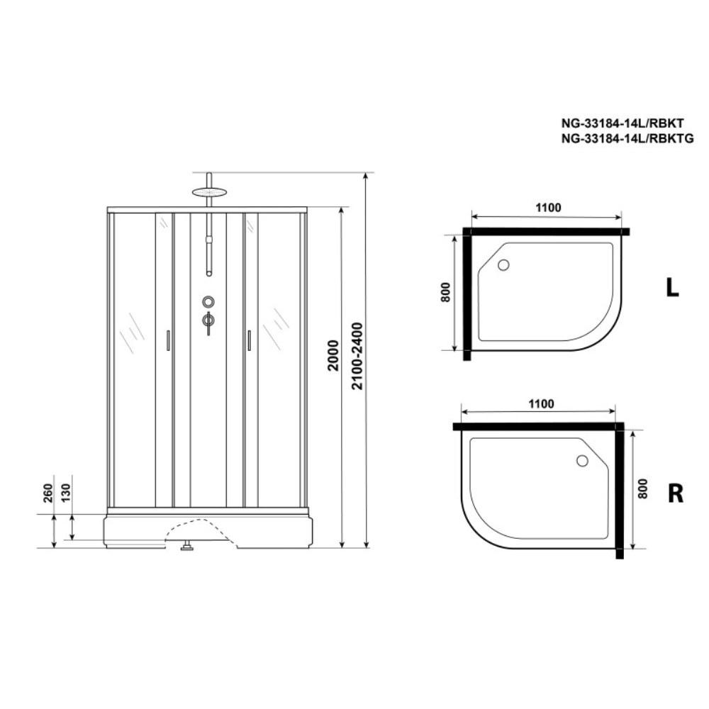 Душевая кабина Niagara Classic 110х80 правая Хром / Прозрачное NG-33184-14RBKT Душевая кабина Niagara Classic 110х80 правая Хром / Прозрачное NG-33184-14RBKT — изображение 4