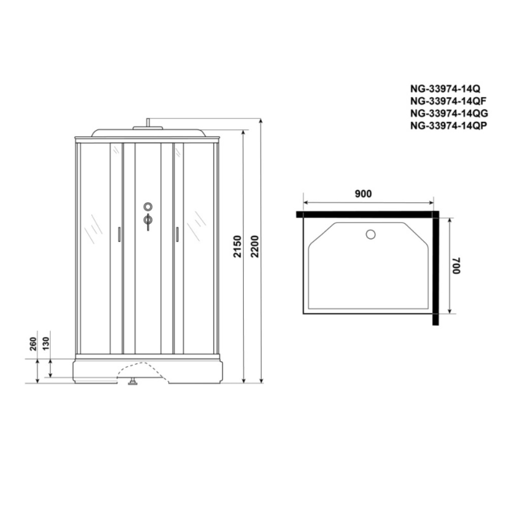 Душевая кабина Niagara Classic 90х70 Хром / Матовое NG-33974-14QP Душевая кабина Niagara Classic 90х70 Хром / Матовое NG-33974-14QP — изображение 4