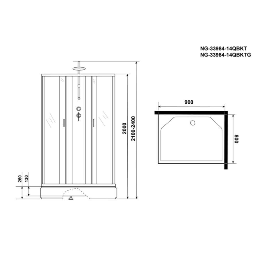 Душевая кабина Niagara Classic 90х80 Хром / Матовое NG-33984-14QBKT Душевая кабина Niagara Classic 90х80 Хром / Матовое NG-33984-14QBKT — изображение 4