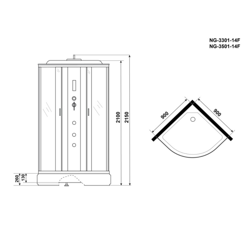 Душевая кабина Niagara Classic 90х90 Хром / Тонированное NG-3501-14F Душевая кабина Niagara Classic 90х90 Хром / Тонированное NG-3501-14F — изображение 4