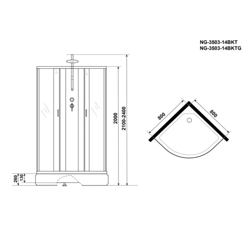 Душевая кабина Niagara Classic 80х80 Хром / Тонированное NG-3503-14BKT Душевая кабина Niagara Classic 80х80 Хром / Тонированное NG-3503-14BKT — изображение 4