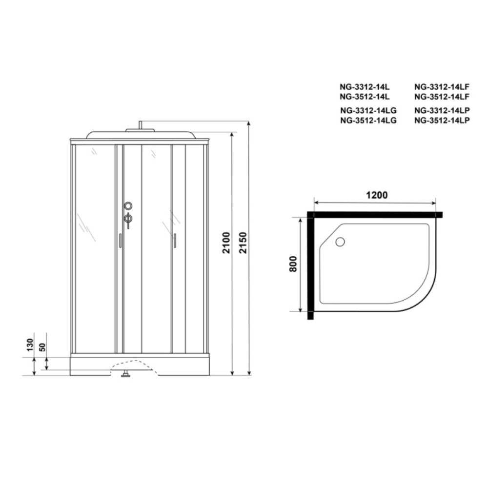 Душевая кабина Niagara Classic 120х80 левая Хром / Тонированное NG-3512-14L Душевая кабина Niagara Classic 120х80 левая Хром / Тонированное NG-3512-14L — изображение 4