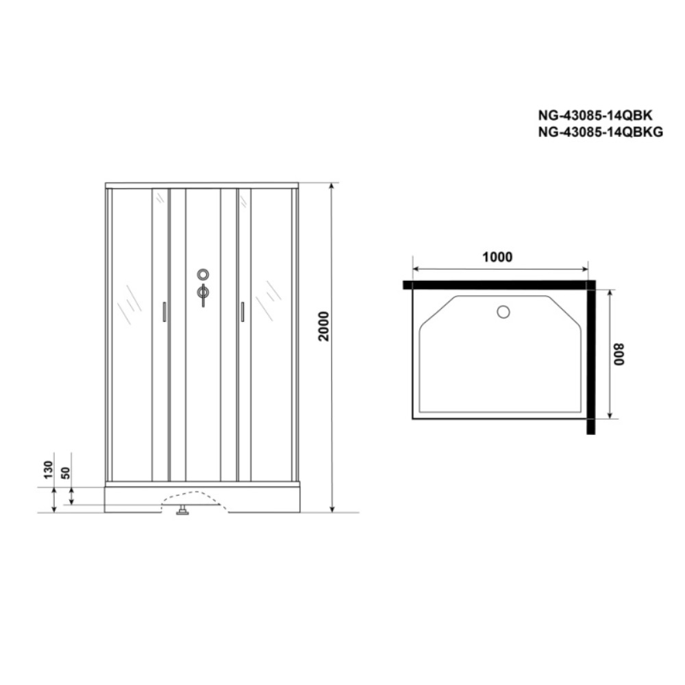 Душевая кабина Niagara Classic 100х80 Хром / Матовое NG-43085-14QBKG Душевая кабина Niagara Classic 100х80 Хром / Матовое NG-43085-14QBKG — изображение 4